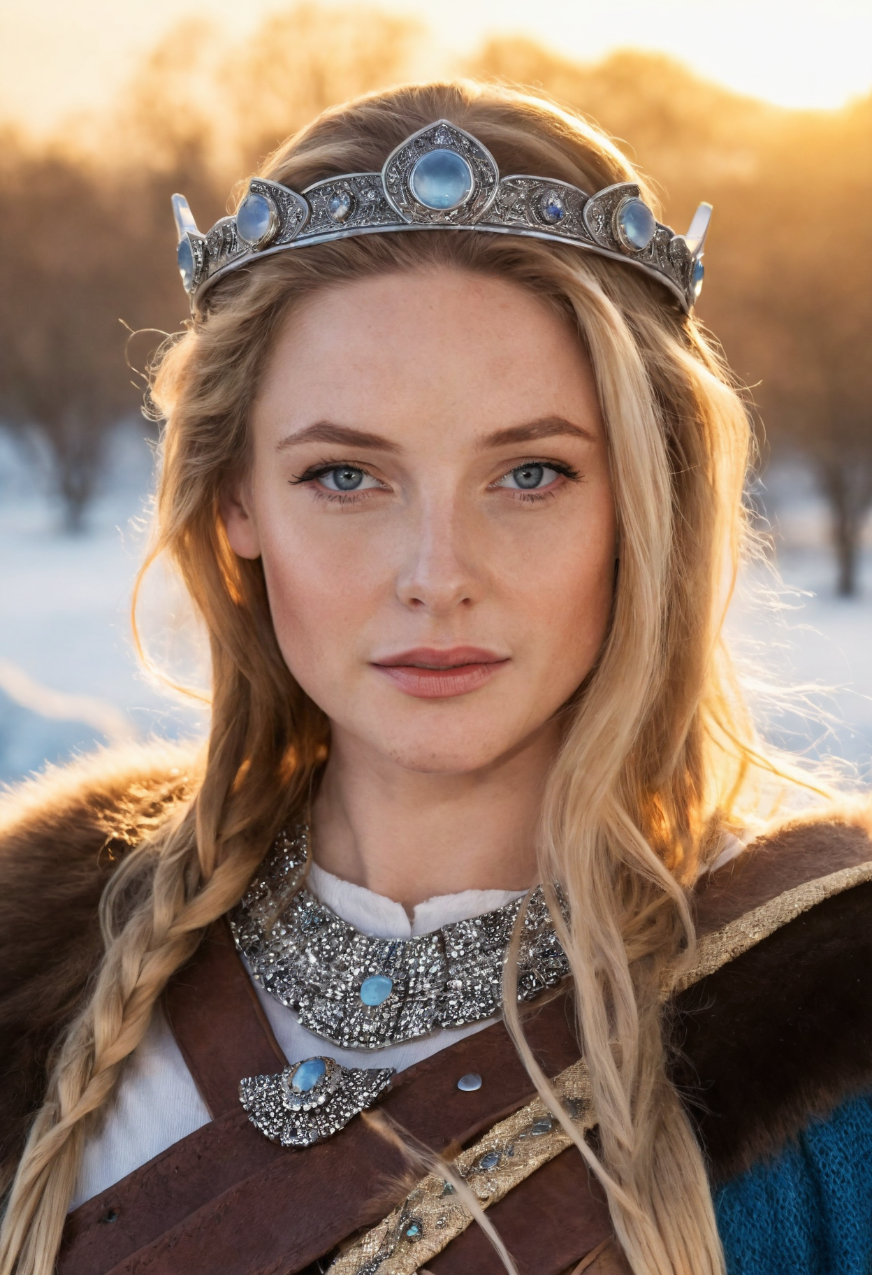 15271-3893295578-photo of beautiful rebecca_ferguson dressed as a viking queen, jewelry, crown, golden hour, snowy background, (freckles_0.5), (b.png